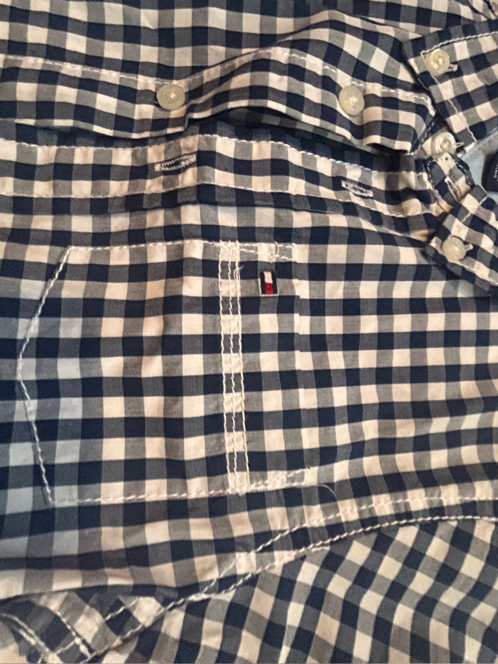 Tommy Hilfiger Blue & White Gingham Button-Down Shirt boys 3t